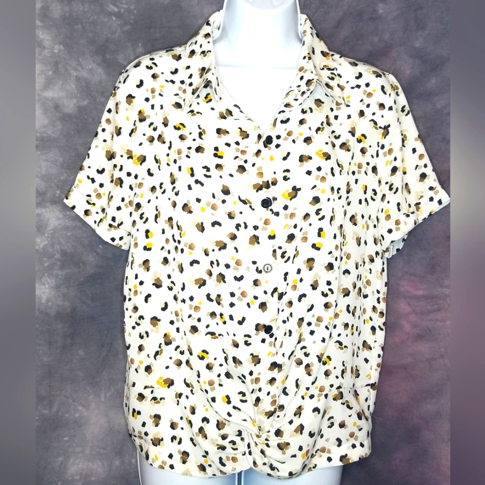 Anthropologie W5 Small Leopard Print Blouse